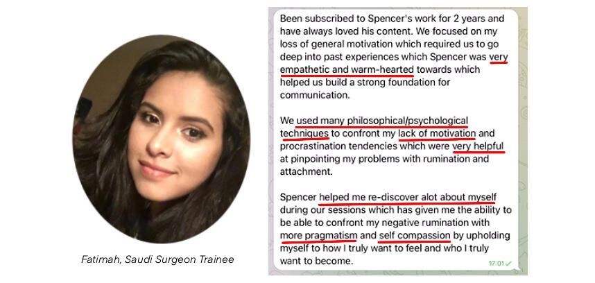 ^ Fatimah worked through her past experiences that held her back from embodying her full motivation, self-belief and potential within the workplace.^